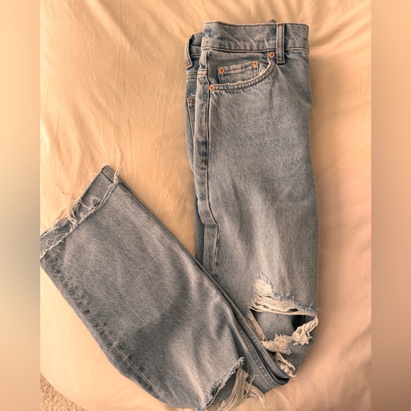 Mango Straight Leg High Waist Denim - Picture 6 of 9